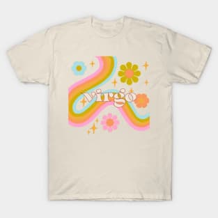 virgo 70s Rainbow with flowers T-Shirt